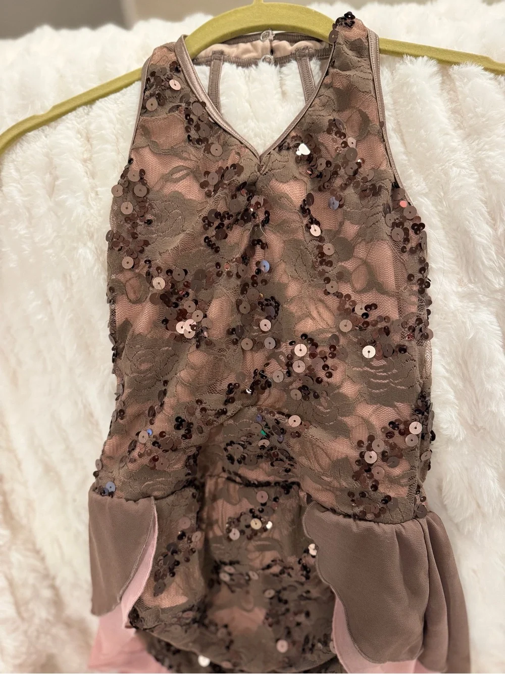 Weissman “Fake Plastic Trees” Halter Dance Dress in Mauve and Blush